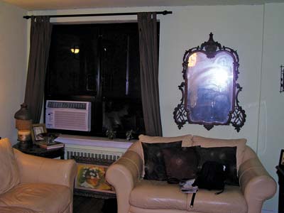 
The living room is stuffy and overheated.
